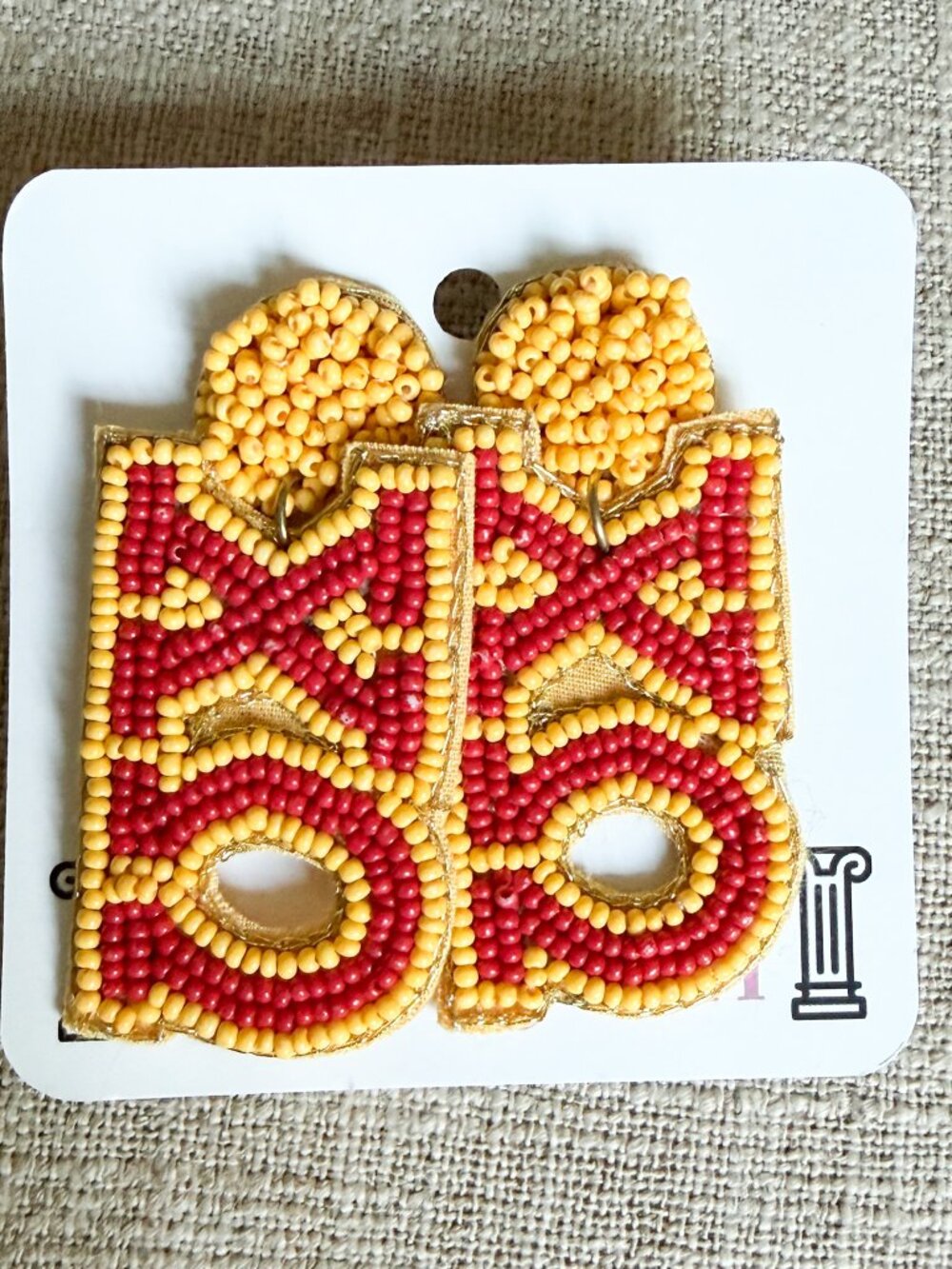 Chi Omega Beaded Earrings, NWT